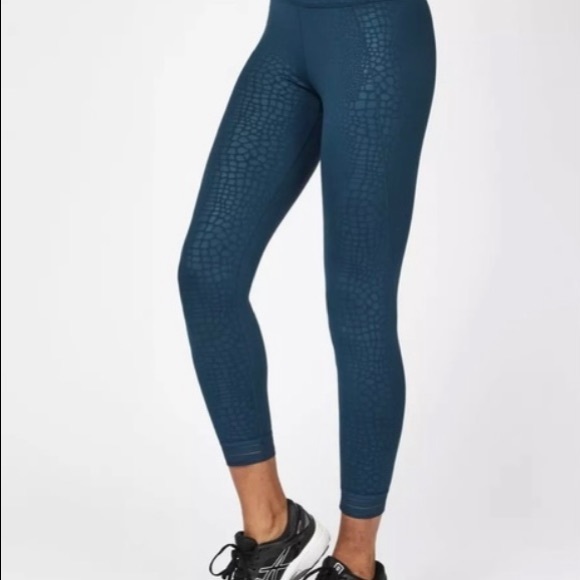 Sweaty Betty Croc Embossed 7/8 Leggings Blue Size Small - Picture 2 of 11